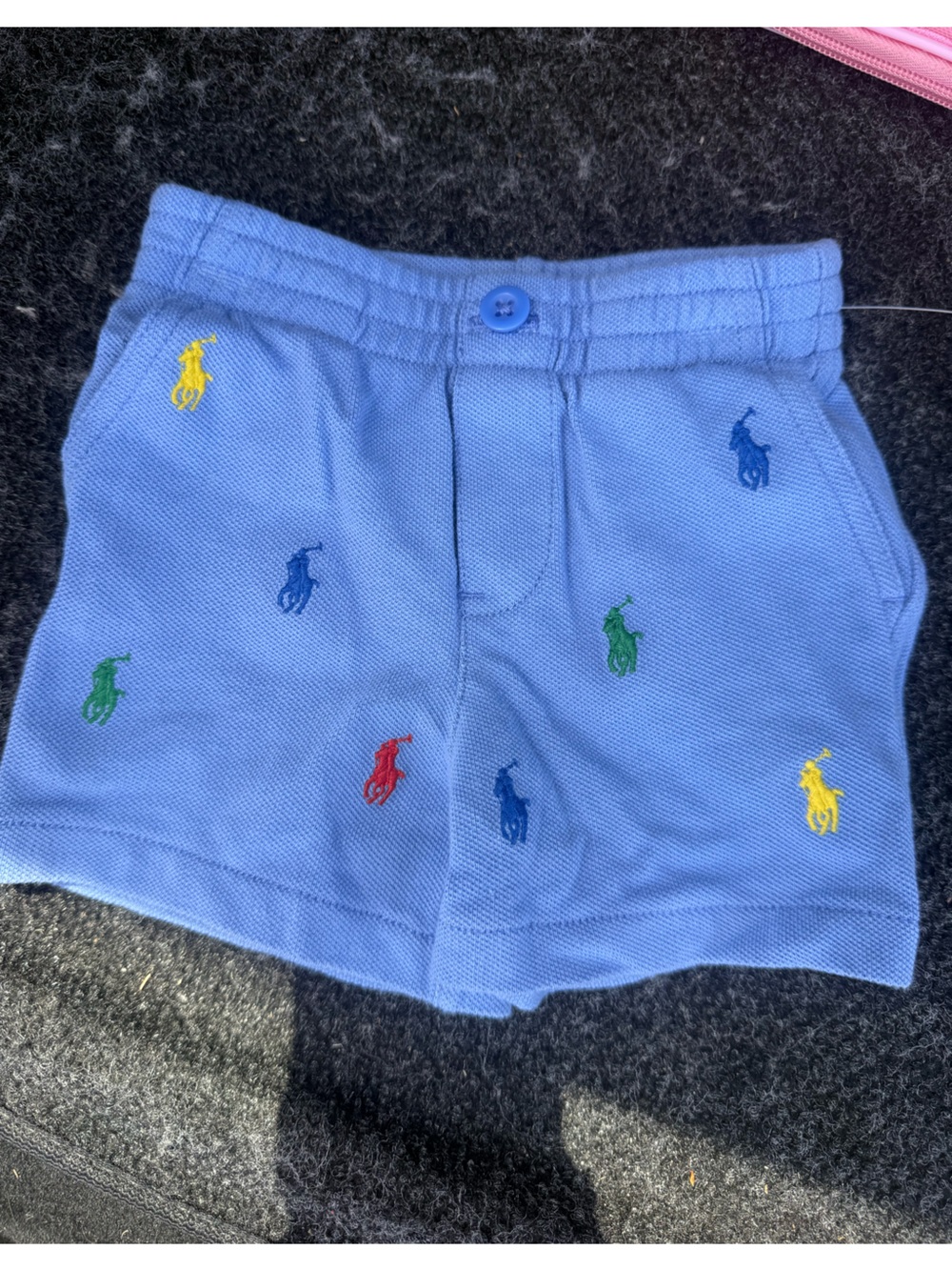 Ralph Lauren Light Blue Shorts with Multicolor Pony Embroidery